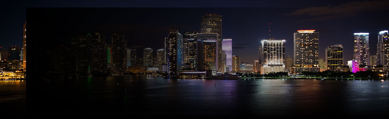 Miami skyscrapers at the night