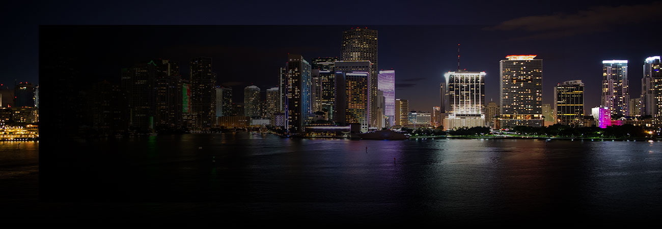 Miami skyscrapers at the night